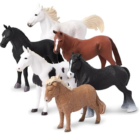 TERRA by Battat – Pferde-Set – 6 Spielzeug-Pferdefiguren – Tierisches Spielzeug für Kinder – Bauernhof-Tierfiguren – 3 Jahre +