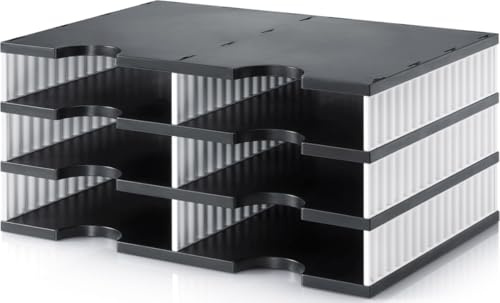 Styro Sortierstation styrodoc duo 6 Fächer Standard Innenhöhe 57mm A4 schwarz/weiß