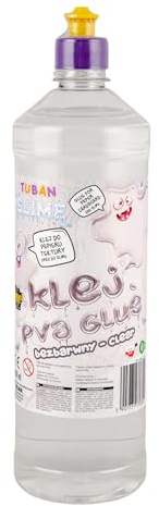 TUBAN Transparenter PVA-Kleber – Für Karton und Papier – Ideal für Slime – Bürokleber – Universell – Sicher für die Schule – Ohne Giftstoffe – Großpackung - 1000 ml