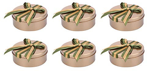 Confezione Da 6 Pezzi Scatola Regalo Di Caramelle Di Nozze Contenitore Ermetico Per Biscotti Lattina Di Tè Con Metallo Candele Rotonde Bambino Caramella Latta Tappo Di Chiusura
