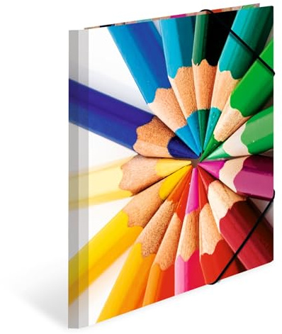 HERMA 19224 Carpeta A4 Impressions Bolígrafos, 3 unidades, para niños, de cartón con impresión interior y goma, juego de carpetas de cartón para niños y niñas