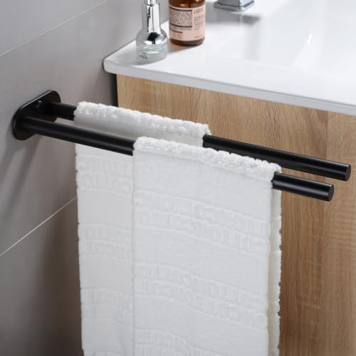 ZUNTO Handtuchhalter 2-armig Schwarz Edelstahl Gebürstet 40cm Bad Wandmontage