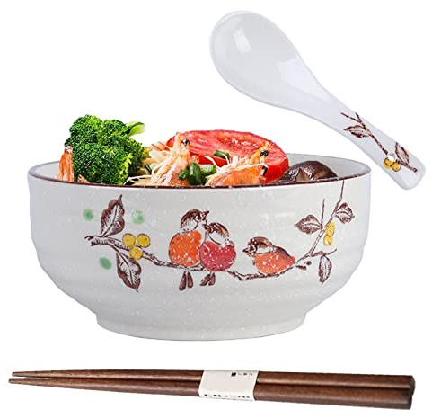 TuYines Ramenskål, japansk skål keramik, ramen skål sats, ramenskål med sked ätpinnar, ramen skål av keramik, soppskålar, salladsskålar