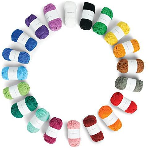 Caron Little Crafties Lot de 20 mini fils acryliques pour tricot, crochet et projets artistiques – Lavable en machine et séchage en machine – Durable et léger