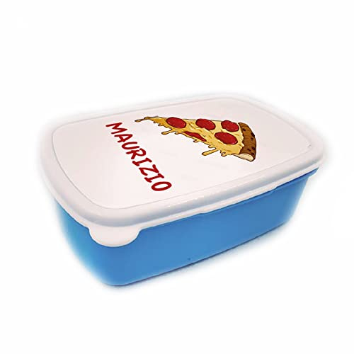 Portapranzo per Bambini Idea Regalo Personalizzato con Nome tema pizza contenitore per pranzo bambini ragazzi Scuola Asilo Elementari Medie Compleanno Natale LunchBox porta merenda design colorato