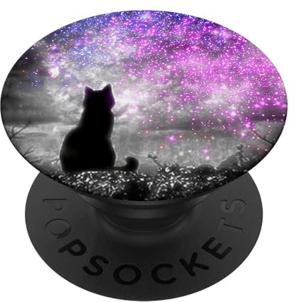 Pop Sockets Griffständer schwarz Katze Nebel Muster PopSockets Klebender PopGrip