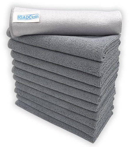IGAD IGADCloth 10 Grey Microfibre Cleaning Cloths + 1 free glass cloth, 40x40cm, Durable Cleaning Cloths for a Pristine Clean, Ideal Microfiber Cloth for all Surfaces