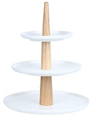 OQHAIR Soporte para Tartas Soporte para Tartas de cerámica de Tres Capas Té de la Tarde Bandeja para Postres Plato de Frutas Mesa de Postre de Varias Capas Soporte para exhibición de Past
