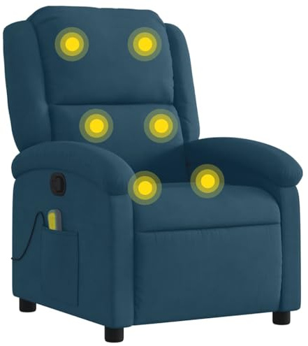 vidaXL Massagesessel Blau Samt