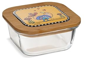 Egan Contenitori Collezione Cocoricò. Oggetto Realizzato in Vetro - Legno - Ceramica Giallo. Dimensione: 13x6,5 cm. La referenza è 228058