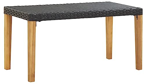 Tidyard Gartenbank Holzbank Sitzbank Gartenbankpark für 2-3 Sitzer,Balkonbank Parkbank Flurbank Terrassenbank für Terrasse,Balkon,Garten 120 cm Schwarz Poly Rattan und Massivholz Akazie