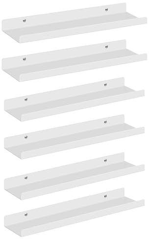 EUGAD Wandregal 6er Set, Regal für Wand, Hängeregal aus Metall, Schweberegal Industrie-Design, schwebendes Regal für Wohnzimmer Küche, weiß