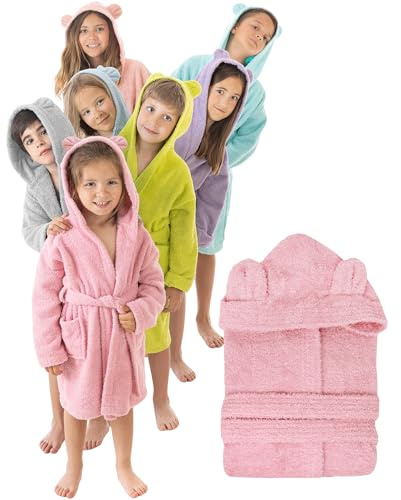 LEBENGOOD Peignoir Enfant Fille et Garçon Unisexe 100% Coton OEKOTEX Eponge