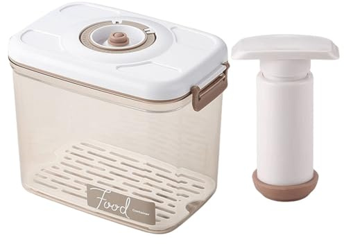 KOBONA Food Vacuum Storage Box with Vacuum Pump Refrigerator Food Preservation Box with Removable Drain Plate Kitchen Storage Box Airtight for Fruit Vegetables Bread Snacks