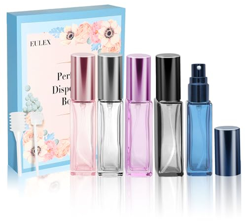 EULEX 5 Pezzi 10ml Atomizzatore di Profumo, Nebulizzatore di profumo con bella scatola, Mini bottiglia spray portatile, Ideale per appuntamenti, feste, viaggi atomizzatore di profumo (5 colori)