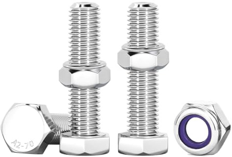 Drenky M6x30mm Sechskantschrauben Bolzen und Muttern Set Edelstahl A2 V2A Schrauben Muttern Set M6 Selbstsichernde Muttern Schrauben Set für Möbel, Autos, Fahrräder, Schiffe, 10 Stück
