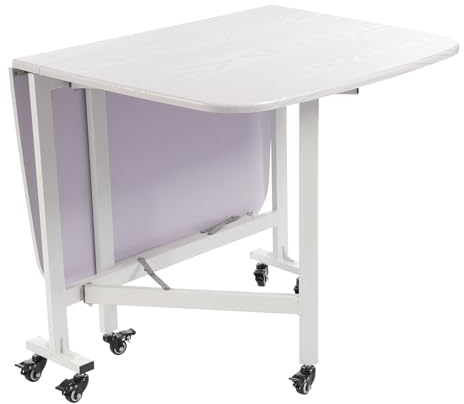 DeeDuud Klappbarer Esstisch Klein Küchentisch mit 6 Bremsrollen Ideal für Balkon, Wohnzimmer und Garten 120 x 80 x 75 cm (Weiß)