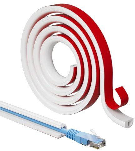 3m Silikon Kabelkanal Weiß Selbstklebend Mini für 1 Kabel,14(B) x 10(H) mm | Flexible Kabelabdeckung zum Verstecken dünner Kabel an Wand,TV,Decke und Boden,Selbstklebend und einfach zu montieren