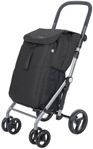 Carlett Einkaufstrolley Klappbar 63L Groß Einkaufswagen Klappbar Mit Kühlfach, 4 Räder, Abnehmbar, Wasserdicht, Griff Verstellbar, Shopping Trolley Foldable Shopping Cart XXL, Classic Duo Schwarz