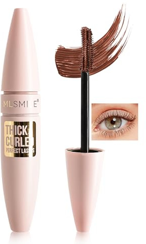 Mascara Braun Wasserfest für Voluminöse und Länge, Langhaltende Wischfester | Wimperntusche Extra Lange Wimpern und Definition, Fiber Eye Lashes Tubing Mascara Make Up für ältere Frauen, Ohne Klümpchen