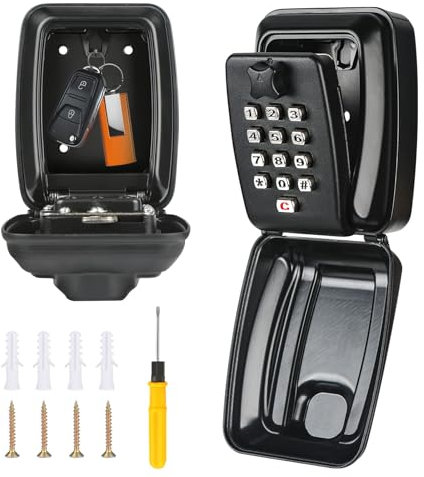 MUCOOS Schlüsseltresor mit Zahlencode, Schlüsseltresor Außen Wasserdicht Schlüsselbox, Schlüsselkasten mit Zahlencode 12 Stellig, Schlüsselkasten Modern für Haus, Büro, Garage, Schule, Mieter