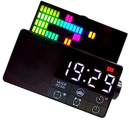 DIYEAH Haut-Parleur avec Réveil Numérique FM Design Rétro Élégant Radio Portable pour Chambres Fonction Snooze Alarme Intégrée Batterie Rechargeable