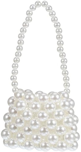 FOMIYES Sac À Main En Perles Blanc Perle Artificielle | Artificielle, Compact Et LéGer, Polyvalent Et Pratique, Confortable À Porter Porte-Monnaie Compact Pour TéLéPhone Cartes