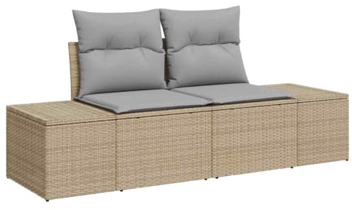 vidaXL Trädgårdsoffa med kudde Beige 184 x 62 x 69 cm konstrotting, Moderna Trädgårdsmöbler, lätta och hållbara, UV-skyddade moduler för vår- och sommarhäng i terrassen