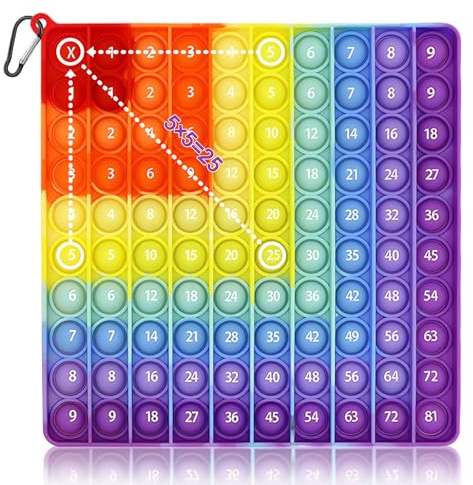 Zyiphor 1x1 Pop It Spielzeug 2 in 1 Plopper Spielzeug Multiplikationsbrett Pop it Multiplication Push Pop Bubble Fidget Sensory Toy Push Bubble Fidget für Kinder Aufklärung Digitaler