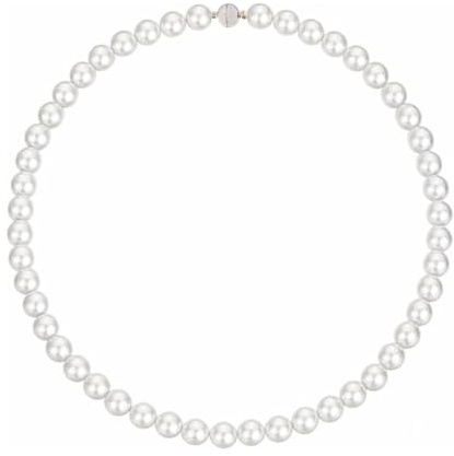 AIPWEYT Store Damen Perlenkette, Weiß, 6mm Muschelkernperlen, Magnetverschluss, Hochzeit, Geburtstag, Elegant, Klassisch
