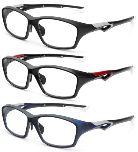 KoKoBin Lunettes de lecture rectangulaires 3 pièces pour hommes et femmes, lunettes d'ordinateur surdimensionnées élégantes