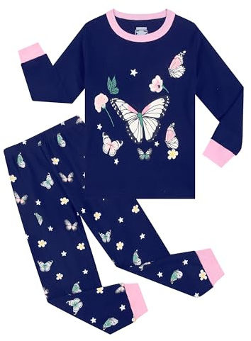 Gumyoss Pijamas para niñas Conjunto de Pijamas para niños Algodón Manga Larga Invierno Unicornio 2 Piezas 3-12 años