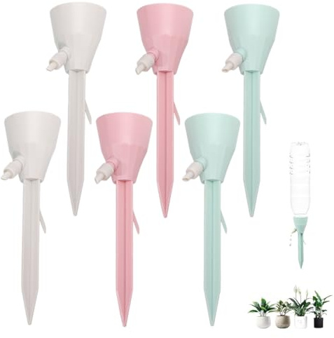 KEWUF 6 Pcs Sistema de Riego Automático, Riego por Goteo para Macetas Ajustable con Interruptor de Válvula de Control,Regar Plantas Macetas Flores para Jardín Hogar Interior Exterior Vacaciones