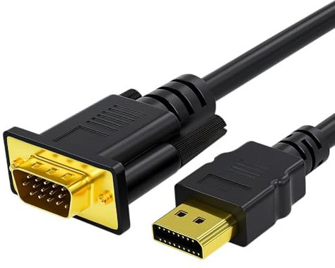 1,8 m HDMI auf VGA Kabel, Unidirektional hdmi auf vga kabel Monitor 1080P Vergoldetes Kabel (Stecker zu Stecker) Kompatibel mit Raspberry Pi, Roku, PC, Laptop, Desktop, Monitor, Projektor, HDTV
