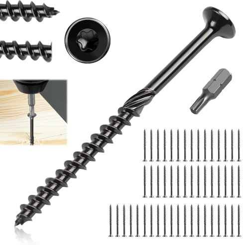 50 Stück Tellerkopfschrauben, Holzschrauben Schwarz, Schrauben Schwarz | Terrassenschrauben für Akustikpaneele, Senkkopfschrauben, Universalschraube, Holzbauschrauben, inkl. TP25 Bit