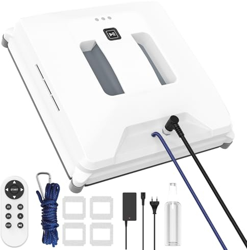 Yiijode Robot pulitore di vetro, robot pulitore vetri con automatico spray, 3 modalità di pulizia, tecnologia di rilevamento intelligente dei bordi, per vetri interni ed esterni