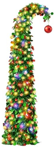 Künstlicher Weihnachtsbaum, 150 cm hohen Weihnachtsbaum,Faltbarer künstlicher Weihnachtsbaum, beleuchteter Pop-up-Weihnachtsbaumperfekt für Geburtstage, Partys, Zuhause, Wohnung oder Kaminfeuer.