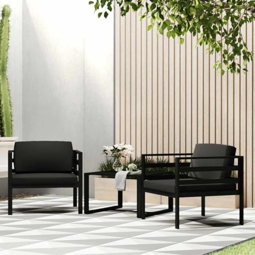 QJBSAVVA Gartensofa Outdoor Aluminium Anthrazit 75x70x64,5 cm mit dicken Kissen, modularer Loungesessel Balkon, wetterfest, platzsparendes kleines Sofa für Garten Terrasse und Indoor