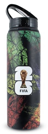 Hy-Pro offiziell lizenzierte FIFA Fußball-Weltmeisterschaft 2026 Trinkflasche mit 500/750 ml – Robuste Sportflasche aus Stahl/Aluminium zur Flüssigkeitsversorgung für Fußballfans