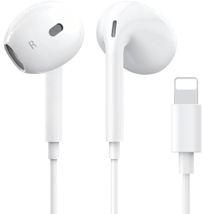 EnergieMAX Écouteurs intra-auriculaires pour iPhone [Certifié MFi] Écouteurs filaires avec microphone et écouteurs stéréo HiFi pour iPhone 14/13/12/11 Plus Pro Max/XR/XS/X/SE/8/7/Plus/iPad Compatible
