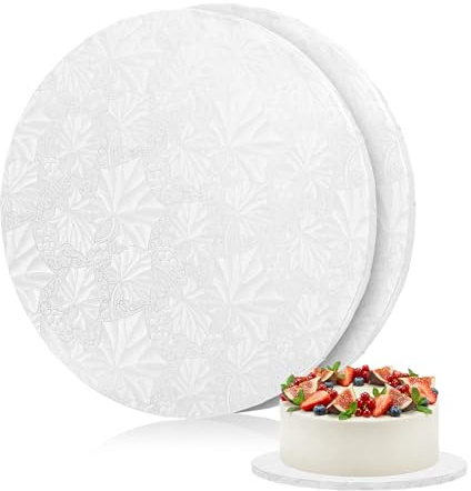 Ohuhu 2 Stück Cake Board, 30 cm x 12 mm Tortenunterlage für 8-11 Kuchen | Cake Drum Tortenplatte mit Umwickelten Kanten, Fettdichte Stabilität, Ideale für Transportieren und Präsentieren