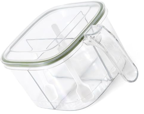 AKLOSIPY Scatola per Condimenti Trasparente a 4 Scomparti con Coperchio Ermetico per Conservare Sale, e Zucchero da (GREEN)