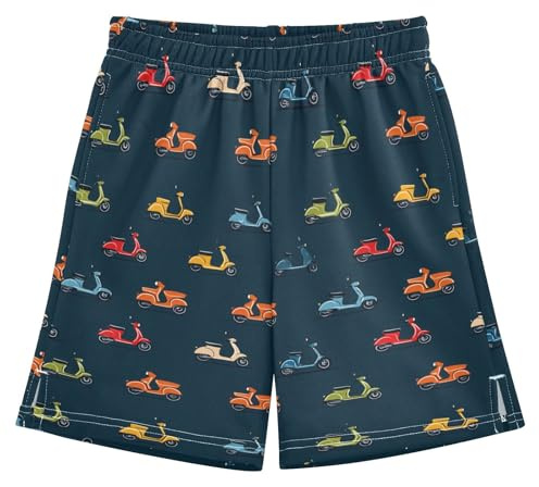PDYRLEN Casual Shorts, Motorbikes Cartoon Short Pant Lounge Wear Sport Track Drawstring Athletic Shorts for Gym Summer Outdoor 7-8Y Multi