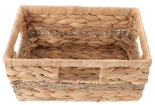 VICASKY Cestino Intrecciato a Mano in Paglia con Manici Robusti, Piccolo Portaoggetti Portatile per Frutta, Verdura e Pane, Contenitore da Picnic Versatile per Cucina e Mercato Agricolo