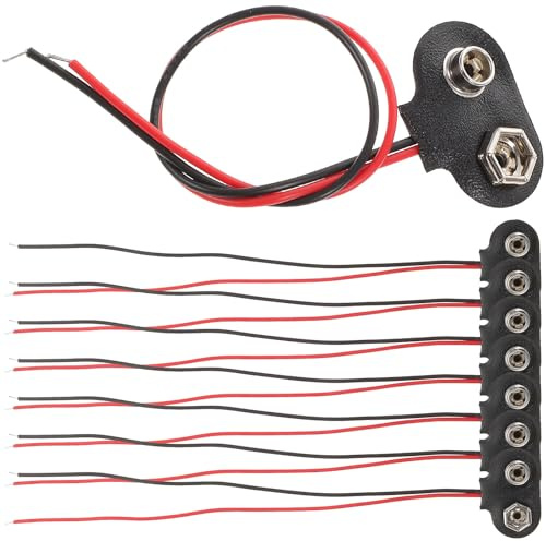 GALPADA Connecteur de Batterie 9V Type T Fil Conducteur 6 CM, Lot de 50 Pièces en Matériaux Fer et Plastique, Adapté pour Support Pile 9 Volts et Circuits Électroniques
