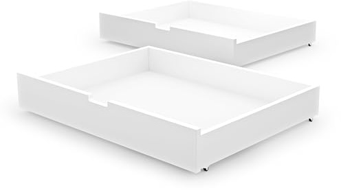 CADANI Bettkasten 2er Set Weiß mit Rollen – Unterbettkommode Holz – 86,5x58,5x12,5 cm – Bett Schublade für Bettwäsche Kleidung Spielzeug – Stauraum unter Bett