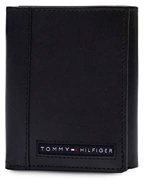 Tommy Hilfiger Herren Brieftasche Trifold Sleeve Slim mit Ausweisfenster und Kreditkartenfach - Schwarz - Einheitsgröße