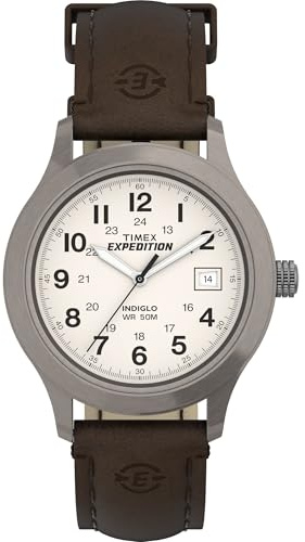 Expediton Men's Quartz Watch with Brown Dial Analogue Display and Brown Leather Strap T49870SU
