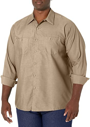 Red Kap industriell långärmad arbetsskjorta för män, Khaki, S