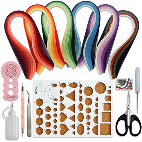 JUYA Papier Quilling Kits mit 30 Farben 600 Strips und 8 Werkzeuge Rosa Werkzeuge, Papierbreite 3mm